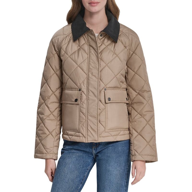 Dkny Womens Quilted Barn Jacket, Tan